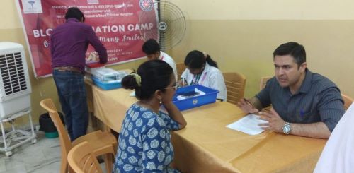 Blood donation camp at BP Poddar Institute.